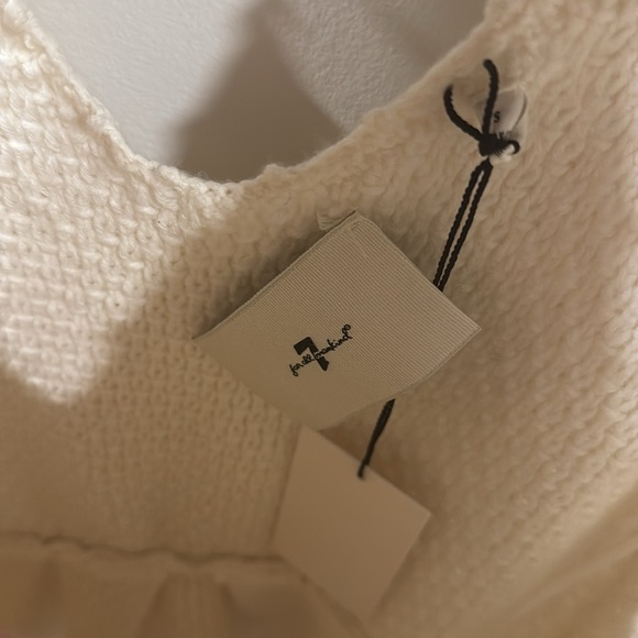 NWT 7 FOR ALL MANKIND boho knit crochet peplum top in gardenia, size S - Picture 5 of 11